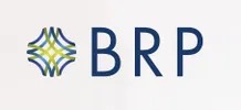 A logo for "BRP" in blue letters on a light background. To the left of the text is an abstract, interwoven geometric design in blue, green, and yellow.