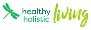 A logo for "Healthy Holistic Living," with the text in green and lime green colours. A dragonfly icon appears to the left of the text, and the word "living" is written in a script font.