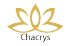 A logo for "Chacrys" featuring a gold lotus flower symbol above the text "Chacrys" in a modern gray font.