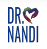 A logo for "Dr. Nandi" with the text in blue. Above the text, there is a heart-shaped graphic in gradient colours, blending purple, green, and red.