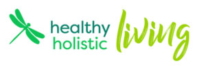 A logo for "Healthy Holistic Living," with the text in green and lime green colors. A dragonfly icon appears to the left of the text, and the word "living" is written in a script font.